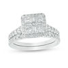 Thumbnail Image 0 of 1.50 CT. T.W. Quad Princess-Cut Diamond Frame Bridal Set in 14K Two-Toned Gold