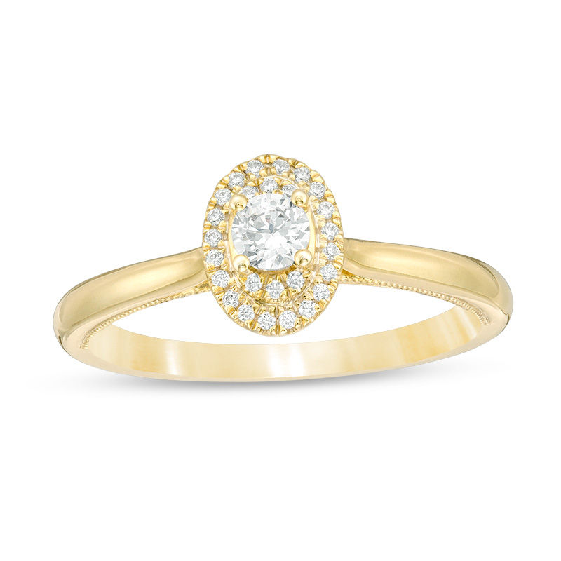 0.25 CT. T.W. Diamond Double Oval Frame Vintage-Style Engagement Ring in 10K Gold