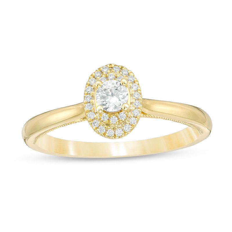 Main Image 1 of 0.25 CT. T.W. Diamond Double Oval Frame Vintage-Style Engagement Ring in 10K Gold