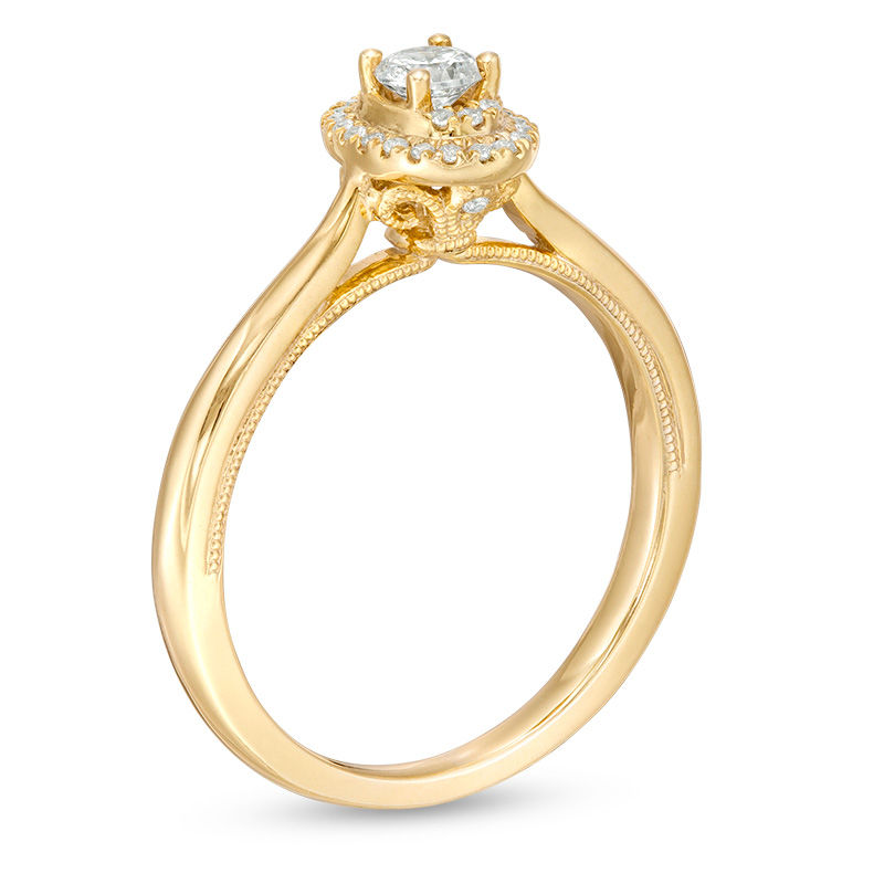 Main Image 2 of 0.25 CT. T.W. Diamond Double Oval Frame Vintage-Style Engagement Ring in 10K Gold