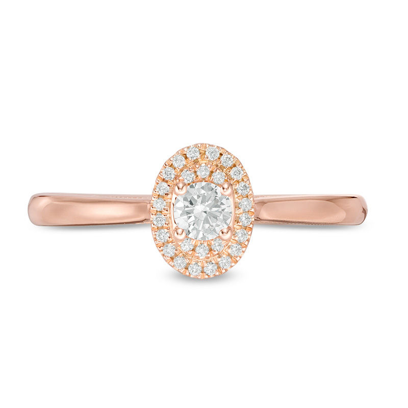 Main Image 4 of 0.25 CT. T.W. Diamond Double Oval Frame Vintage-Style Engagement Ring in 10K Rose Gold
