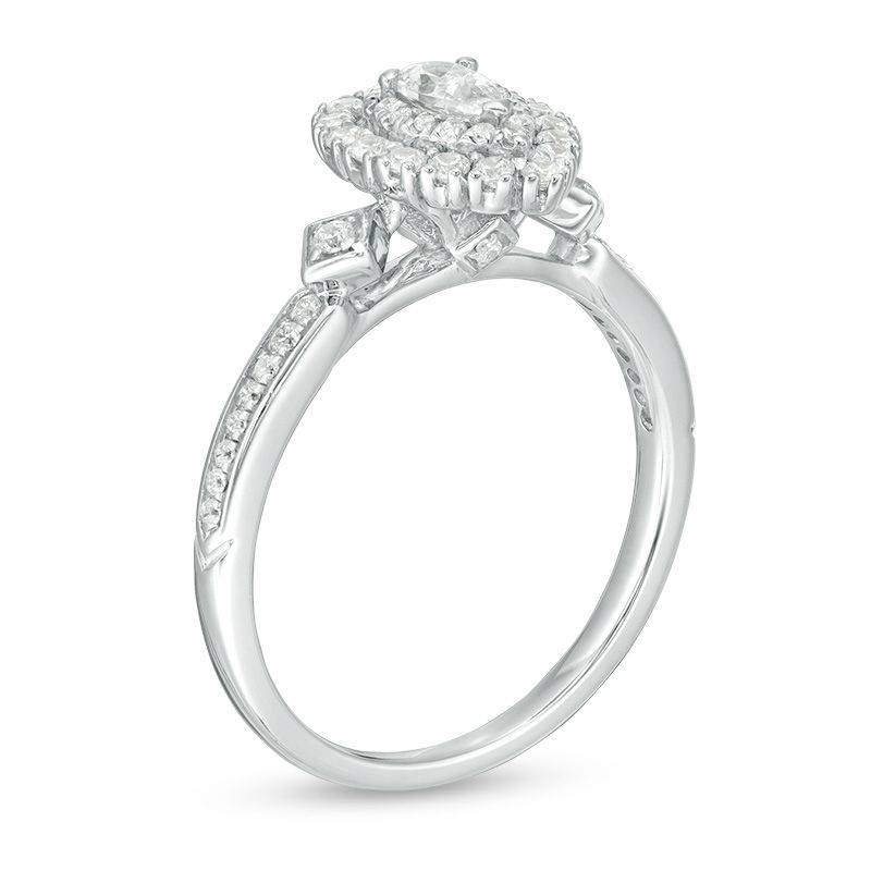 0.50 CT. T.W. Pear-Shaped Diamond Double Frame Engagement Ring in 14K White Gold - Size 7