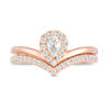 Thumbnail Image 2 of 0.50 CT. T.W. Pear-Shaped Diamond Frame Chevron Bridal Set in 14K Rose Gold