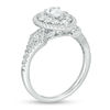 Thumbnail Image 1 of 1.00 CT. T.W. Pear-Shaped Diamond Scallop Frame Vintage-Style Engagement Ring in 14K White Gold