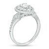 Thumbnail Image 1 of 1.00 CT. T.W. Pear-Shaped Diamond Scallop Frame Vintage-Style Engagement Ring in 14K White Gold