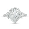 Thumbnail Image 2 of 1.00 CT. T.W. Pear-Shaped Diamond Scallop Frame Vintage-Style Engagement Ring in 14K White Gold