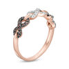 Thumbnail Image 2 of 0.18 CT. T.W. Champagne and White Diamond Infinity Link Ring in 10K Rose Gold