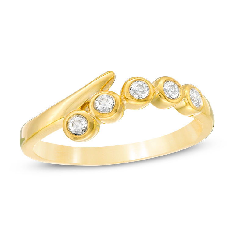 0.18 CT. T.W. Diamond Bezel-Set Bypass Ring in 10K Gold