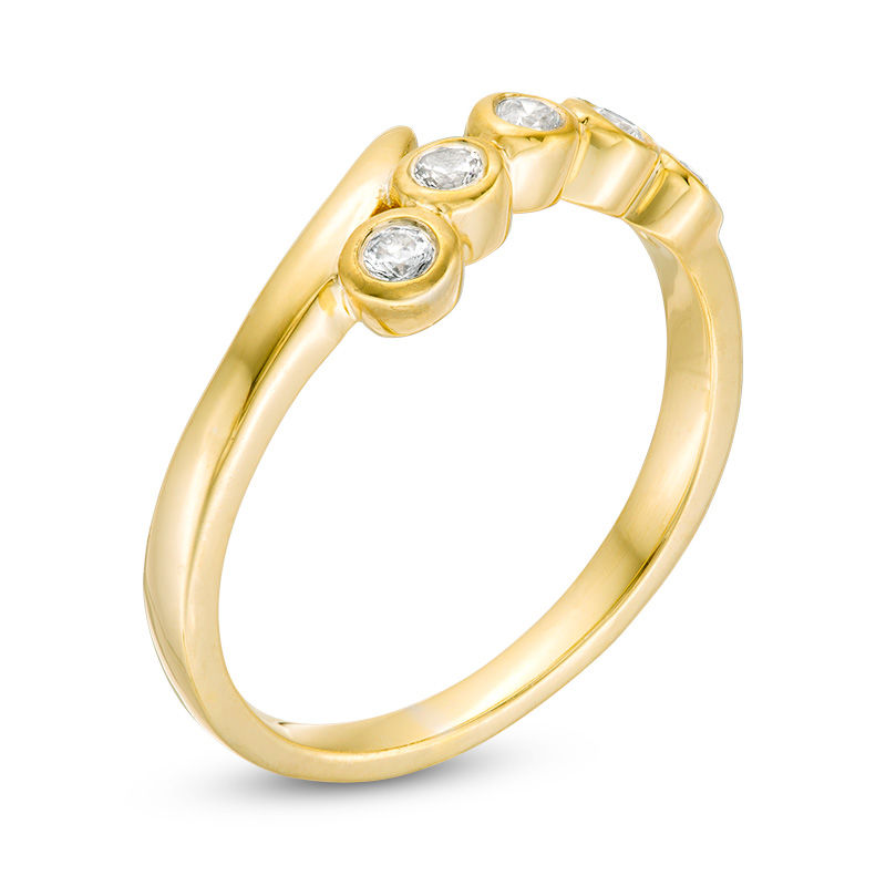 0.18 CT. T.W. Diamond Bezel-Set Bypass Ring in 10K Gold|Peoples Jewellers