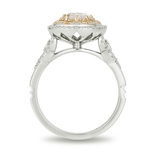 Enchanted Disney Aladdin 1.45 CT. T.W. Oval Diamond Double Frame Engagement Ring in 14K Two-Tone Gold