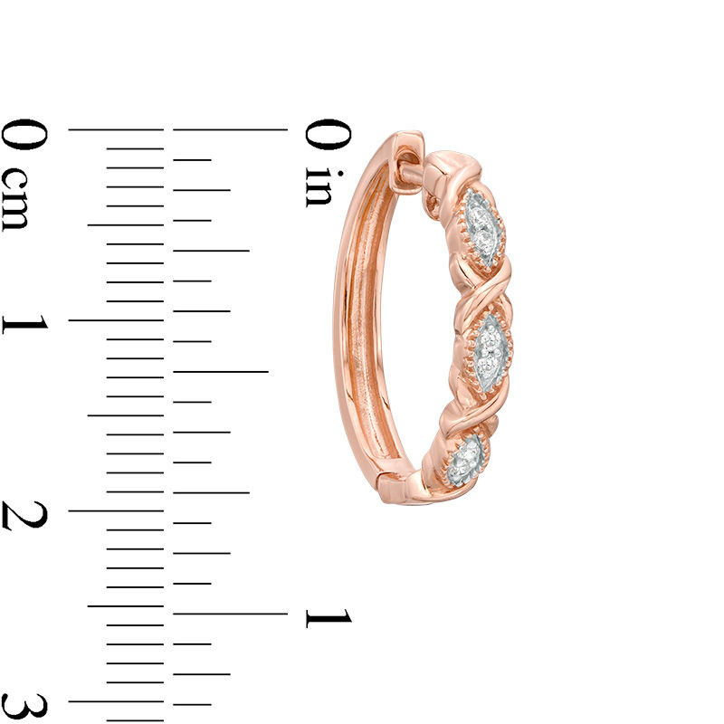 0.085 CT. T.W. Diamond Vintage-Style Marquise Twist Hoop Earrings in 10K Rose Gold