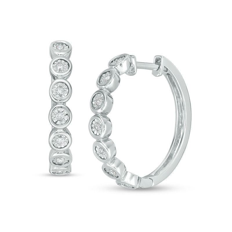 0.14 CT. T.W. Diamond Bubble Hoop Earrings in Sterling Silver|Peoples Jewellers