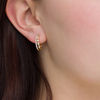 Thumbnail Image 2 of 0.23 CT. T.W. Diamond Double Row Hoop Earrings in 10K Gold