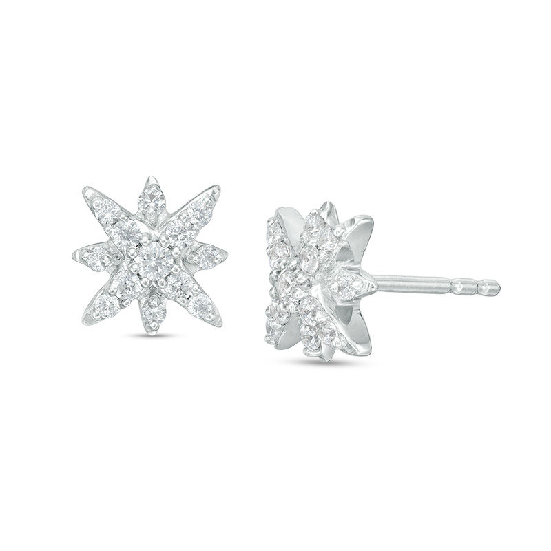 0.18 CT. T.W. Diamond Eight-Point Star Stud Earrings in 10K White Gold