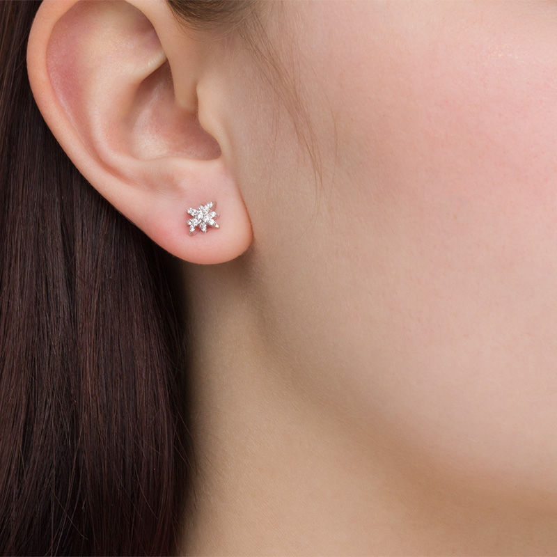 0.18 CT. T.W. Diamond Eight-Point Star Stud Earrings in 10K White Gold