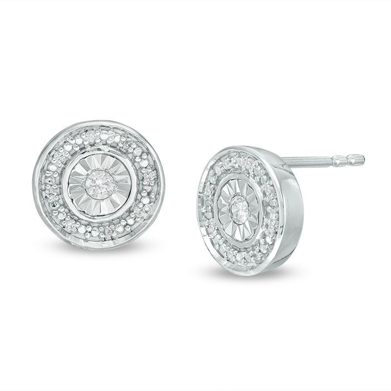 0.04 CT. T.W. Diamond Bezel Frame Stud Earrings in Sterling Silver|Peoples Jewellers