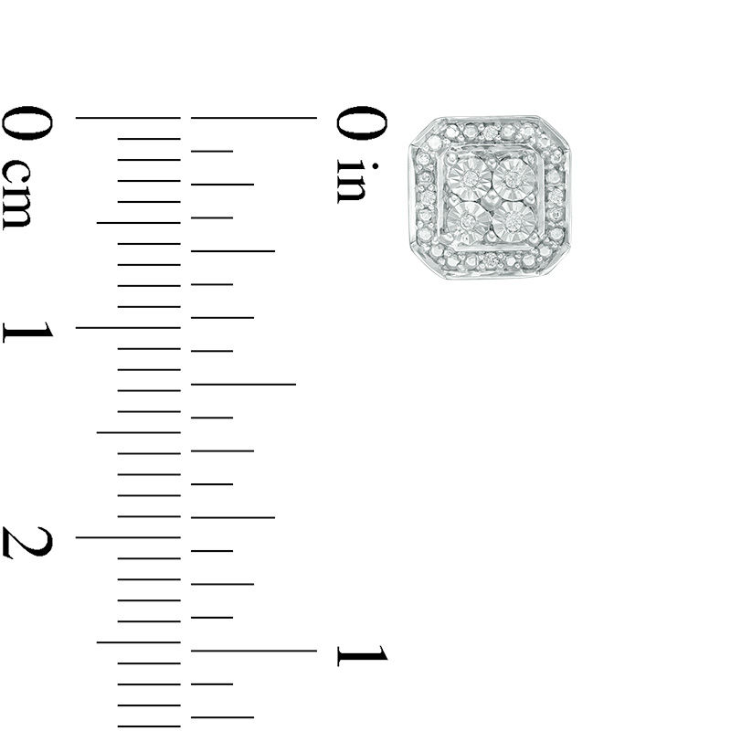 Main Image 3 of Diamond Accent Quad Octagonal Frame Stud Earrings in Sterling Silver