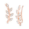Thumbnail Image 1 of 0.066 CT. T.W. Diamond Vine Crawler Earrings in 10K Rose Gold