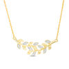 Thumbnail Image 1 of 0.065 CT. T.W. Diamond Leaf Vine Necklace in 10K Gold