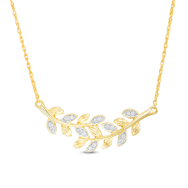 0.065 CT. T.W. Diamond Leaf Vine Necklace in 10K Gold|Peoples Jewellers