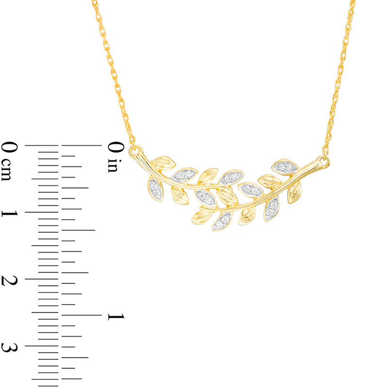 0.065 CT. T.W. Diamond Leaf Vine Necklace in 10K Gold
