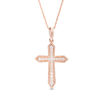 Thumbnail Image 1 of 0.145 CT. T.W. Diamond Vintage-Style Cross Pendant in 10K Rose Gold