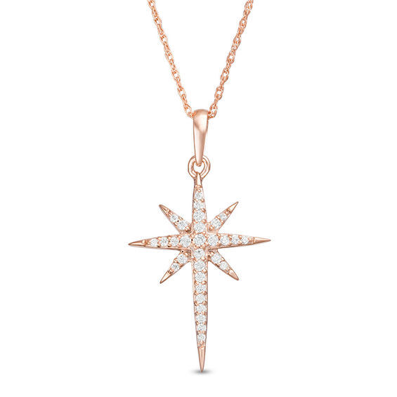 0.115 CT. T.W. Diamond Eight-Point Star Pendant in 10K Rose Gold