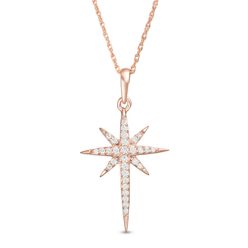 0.115 CT. T.W. Diamond Eight-Point Star Pendant in 10K Rose Gold