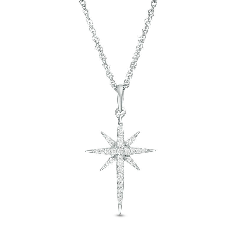 0.115 CT. T.W. Diamond Eight-Point Star Pendant in 10K White Gold