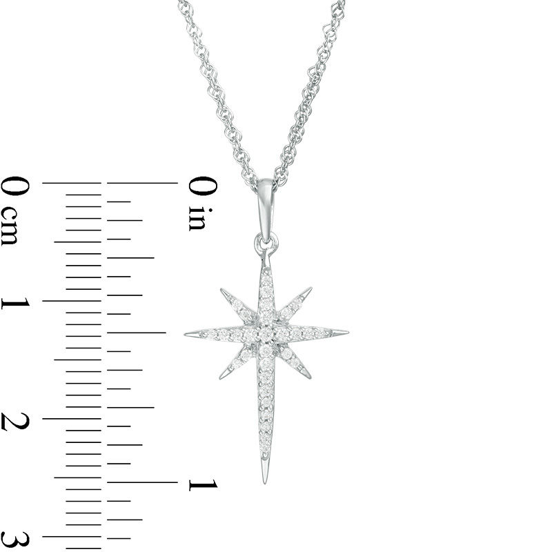Main Image 3 of 0.115 CT. T.W. Diamond Eight-Point Star Pendant in 10K White Gold