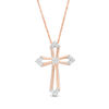 Thumbnail Image 0 of 0.065 CT. T.W. Diamond Cross Outline Pendant in 10K Rose Gold