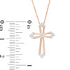 Thumbnail Image 3 of 0.065 CT. T.W. Diamond Cross Outline Pendant in 10K Rose Gold