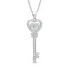 Thumbnail Image 0 of Lab-Created White Sapphire Heart-Top Key Pendant in Sterling Silver