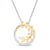 Thumbnail Image 0 of 0.085 CT. T.W. Diamond Leaf Vine Circle Pendant in Sterling Silver and 10K Gold