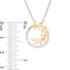 Thumbnail Image 2 of 0.085 CT. T.W. Diamond Leaf Vine Circle Pendant in Sterling Silver and 10K Gold