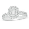 Thumbnail Image 0 of 1.00 CT. T.W. Certified Canadian Emerald-Cut Diamond Double Frame Engagement Ring in 14K White Gold (I/SI2)