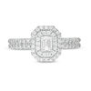 Thumbnail Image 4 of 1.00 CT. T.W. Certified Canadian Emerald-Cut Diamond Double Frame Engagement Ring in 14K White Gold (I/SI2)