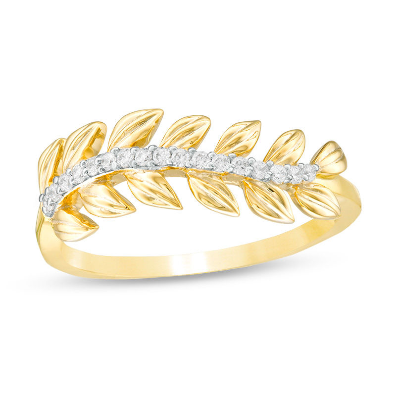 0.085 CT. T.W. Diamond Curved Leaf Vine Ring in 10K Gold|Peoples Jewellers