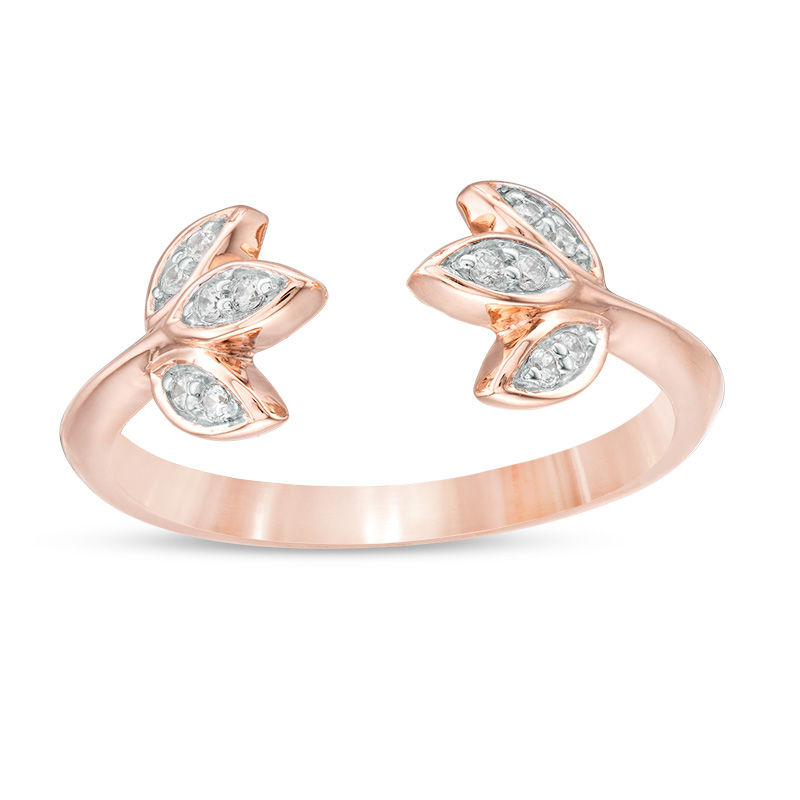 0.066 CT. T.W. Diamond Leaf Open Ring in 10K Rose Gold|Peoples Jewellers