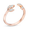 Thumbnail Image 2 of 0.066 CT. T.W. Diamond Leaf Open Ring in 10K Rose Gold