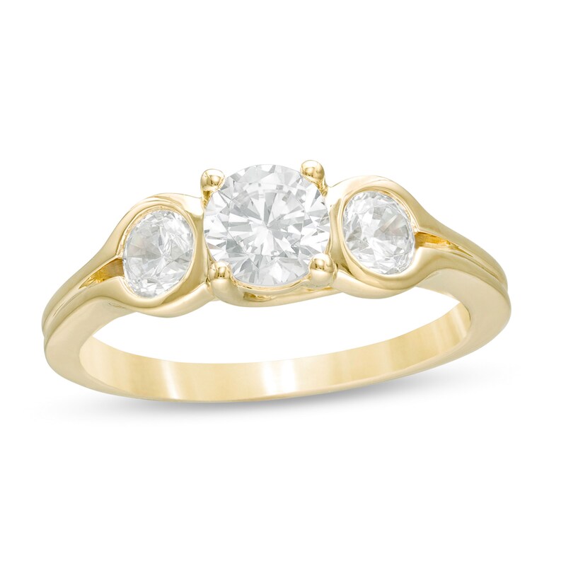 Main Image 1 of 1.17 CT. T.W. Diamond Past Present Future® Loop-Sides Engagement Ring in 14K Gold