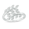 Thumbnail Image 0 of 0.117 CT. T.W. Diamond Double Leaf Vine Wrap Ring in Sterling Silver