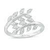 Thumbnail Image 1 of 0.117 CT. T.W. Diamond Double Leaf Vine Wrap Ring in Sterling Silver