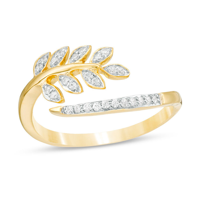 0.116 CT. T.W. Diamond Leaf Vine Wrap Ring in 10K Gold|Peoples Jewellers