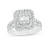 Thumbnail Image 0 of 1.00 CT. T.W. Composite Diamond Double Cushion Frame Engagement Ring in 14K White Gold