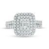1.00 CT. T.W. Composite Diamond Double Cushion Frame Engagement Ring in 14K White Gold