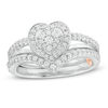 Thumbnail Image 1 of Perfect Fit 0.50 CT. T.W. Composite Diamond Heart-Shaped Frame Interlocking Bridal Set in 10K Two-Tone Gold
