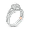 Thumbnail Image 3 of Perfect Fit 0.50 CT. T.W. Composite Diamond Heart-Shaped Frame Interlocking Bridal Set in 10K Two-Tone Gold