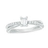 Thumbnail Image 0 of 0.70 CT. T.W. Emerald-Cut Diamond Orbit Engagement Ring in 14K White Gold