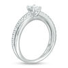 Thumbnail Image 2 of 0.70 CT. T.W. Emerald-Cut Diamond Orbit Engagement Ring in 14K White Gold